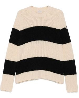 Moncler Bouclé-Knit Striped Sweater - Black