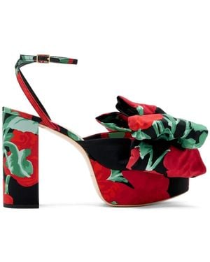 Loeffler Randall Kiki Bow Platforms Sandals - Red