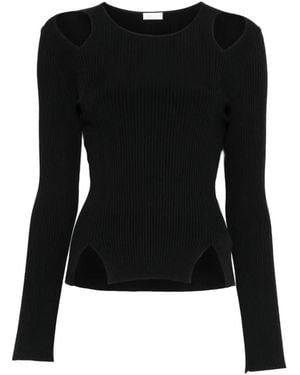 Roberto Collina Cut-Out Ribbed-Knit Top - Black