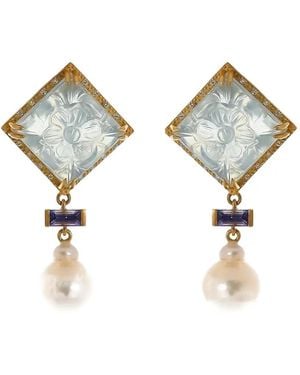Coomi Aquamarine And Pearl Drop Earrings - Metallic