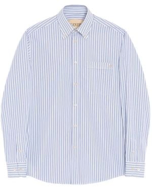 Valentino Garavani Cotton Poplin Shirt With Vgold Stripes - Blue
