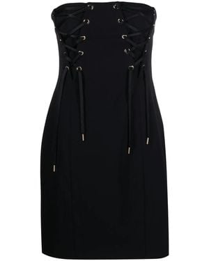 Pinko Lace-Up Strapless Stretch-Crepe Minidress - Black