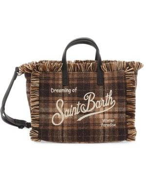 MC2 Saint Barth Mini Vanity Checked Tote Bag - Brown