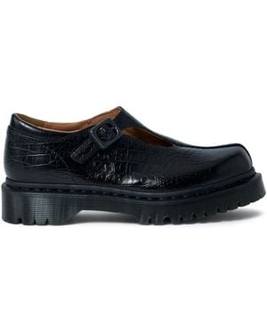 Dr. Martens Rejena MJ Schnallenschuhe mit Kroko-Optik - Schwarz