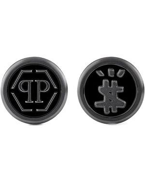 Philipp Plein Manchetknopen Met Gegraveerd Logo - Zwart