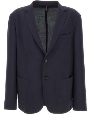 Santaniello Patch-Pocket Button Blazer - Blue