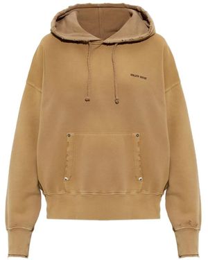 Golden Goose Distressed Logo-Print Hoodie - Natural