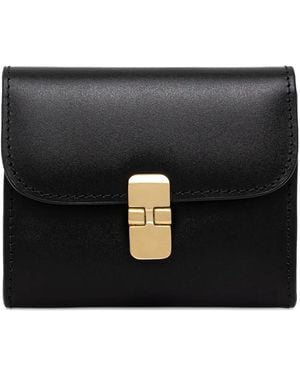 A.P.C. Grace Curved-Flap Leather Wallet - Black