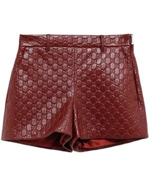 Gucci Gg-Canvas Leather Shorts - Red