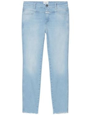 Closed Skinny Pusher Frayed-Hem Jeans - Blue