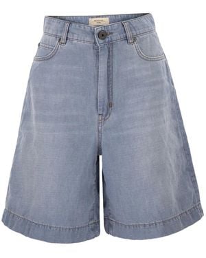 Weekend by Maxmara Contrasting-Stitch Shorts - Blue