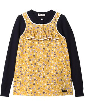 Miu Miu Floral-Print Ruffled Top - Yellow