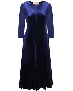 Blanca Vita Robe Mi-Longue En Velours À Manches Longues - Blue
