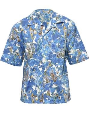 Marni Floral-Print Bowling Shirt - Blue
