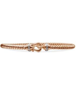 David Yurman 18Kt Rose Buckle Cablespira Diamond Bracelet (3.5Mm) - White