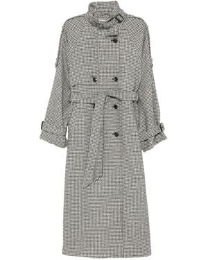 Gestuz Houndstooth belted coat - Grau