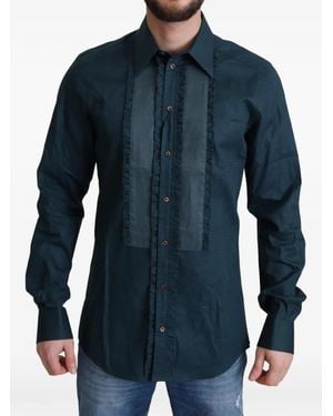 Dolce & Gabbana Geplooide Overhemd Met Ruches - Blauw