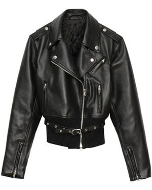 3.1 Phillip Lim Belted Leather Biker Jacket - Black