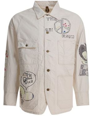Kapital Graphic-Print Cotton Shirt Jacket - White