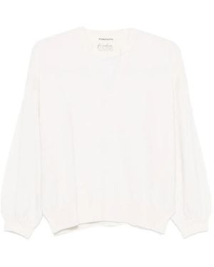 Purotatto V-Neck Jumper - White