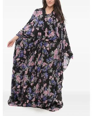 balenciaga floral backless dress Balenciaga Blue floral print ruffle Satin Midi Dress Spring 2020 – Basha  Gold