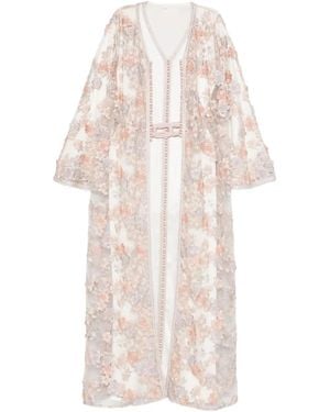 Reem Al Dhaheri Floral Embroidered Maxi Kaftan - White