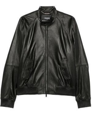 DSquared² Zip-Up Leather Jacket - Black