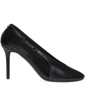 Courreges 100Mm Oblique Leather Court Shoes - Black