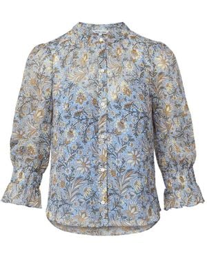 Veronica Beard Ashlynn Floral Print Blouse - Blue