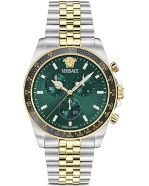 Versace Greca Chrono 43Mm Watch - Metallic
