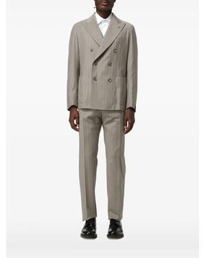 Tagliatore Pinstripe Double-Breasted Blazer - Gray