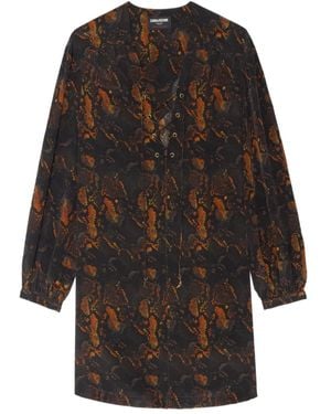 Zadig & Voltaire Ramela Graphic-Print Silk Mini Dress - Black