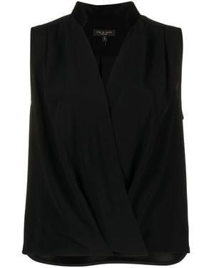 Rag & Bone Meredith Draped Satin Blouse - Black