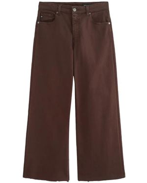 AG Jeans Frayed Wide-Leg Denim - Brown
