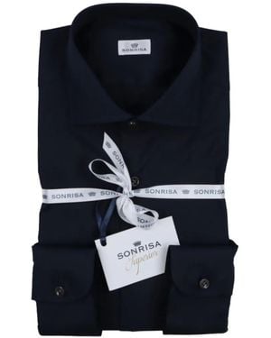 Sonrisa Classic-Collar Long-Sleeved Shirt - Blue