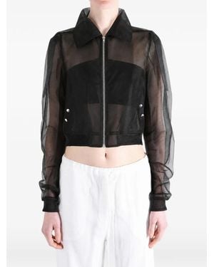 Rick Owens Dracucollar Sheer Zip-Up Jacket - Black