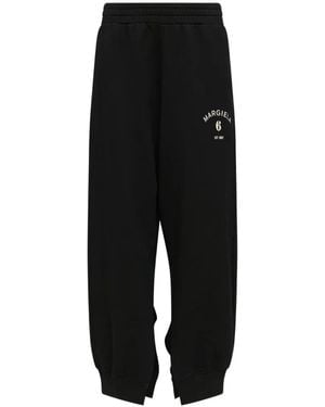 MM6 by Maison Margiela Logo-Print Slit-Detail Track Pants - Black