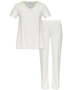 Hanro Crew-neck short-sleeve pajama - Blanco