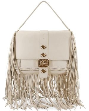 Burberry Rider Fringe Whipstitch Shoulder Bag - Natural