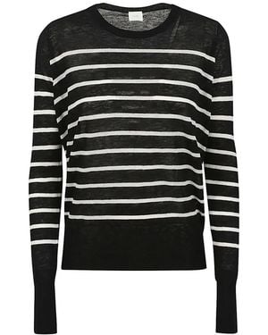 C.T.Plage Round-Neck Striped Sweater - Black
