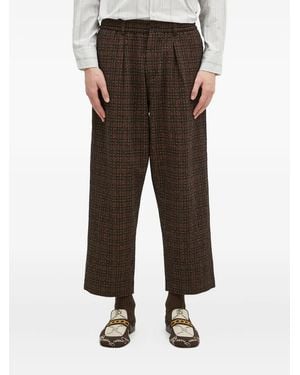 Universal Works Pleated Check Trousers - Black