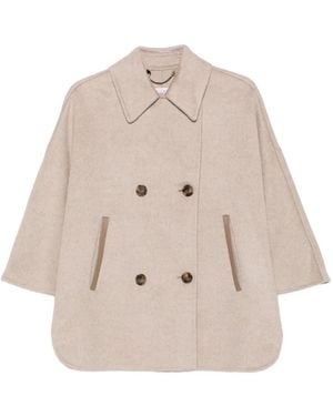 Max Mara Mxaospite Double-Breasted Cape - Natural