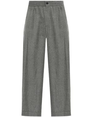 Giorgio Armani Elasticated-Waistband Turn-Up Trousers - Grey