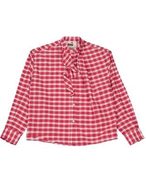 Mii Jabo Ruffled Gingham Shirt - Red
