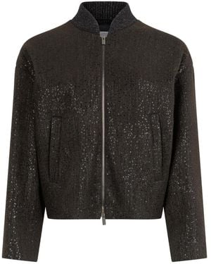 Peserico Sequin-Embellished Zip Jacket - Black