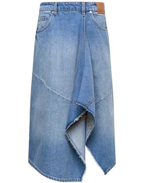 Stella McCartney Asymmetric Frayed-Edge Skirt - Blue