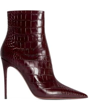 Paris Texas Vera Crocodile-Effect Ankle Boots - Purple