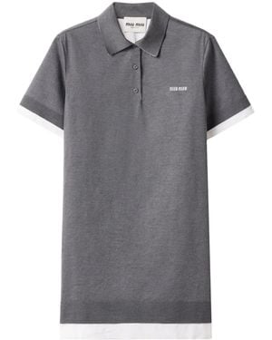 Miu Miu Robe Courte En Maille Fine - Gris