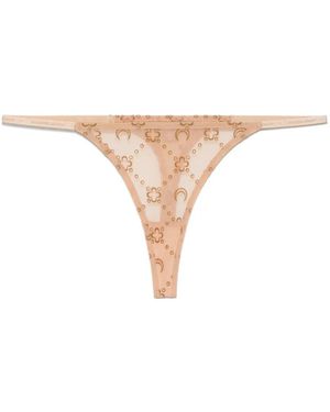 Marine Serre Mesh Flock Thong - Natural
