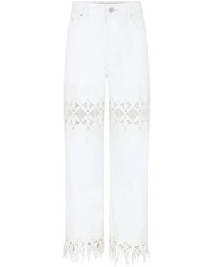 Rabanne Embroidered Fringed Pants - White